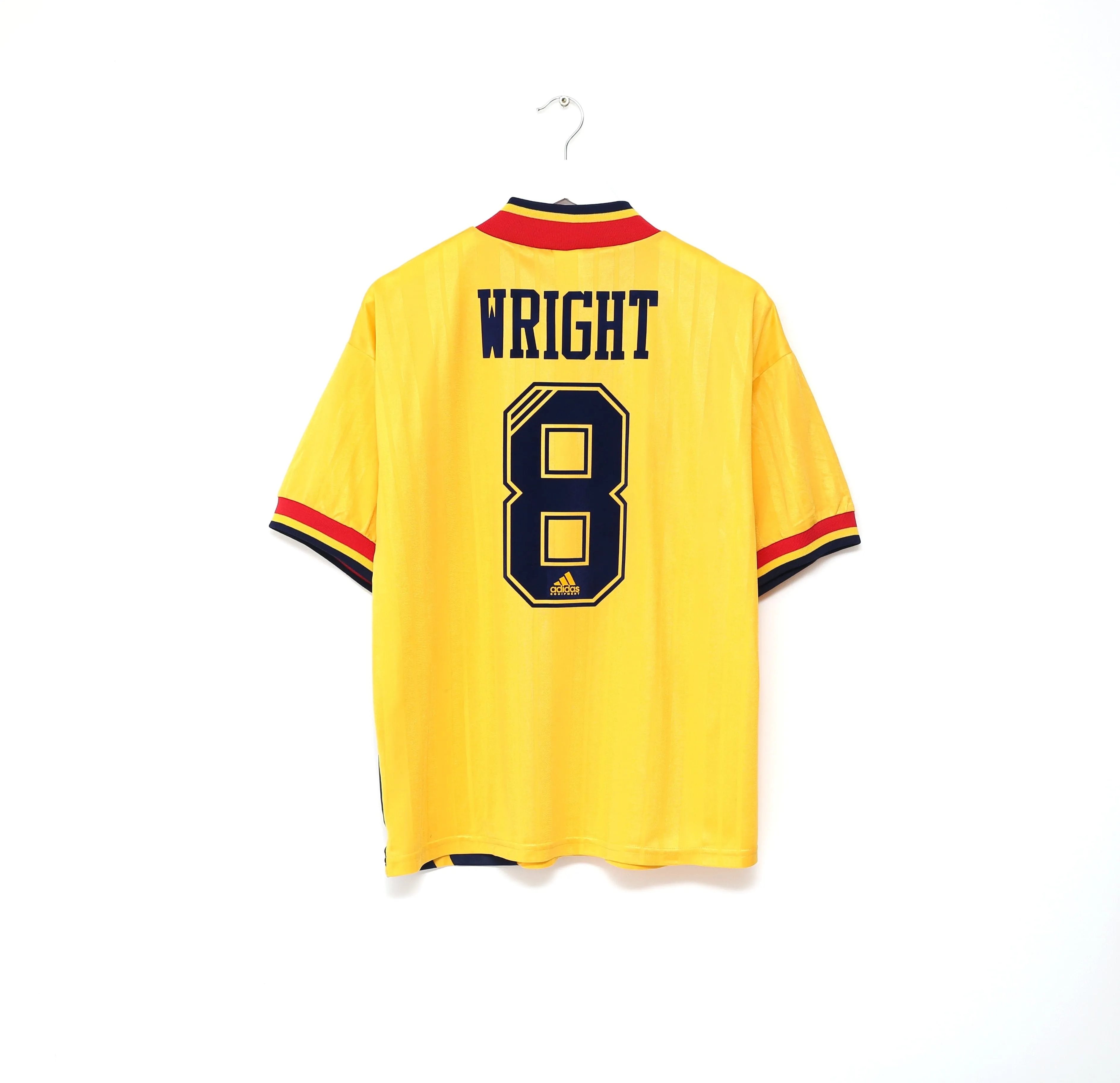 1993/94 WRIGHT #8 Arsenal Vintage adidas Equipment Away Football Shirt (L) 40/42