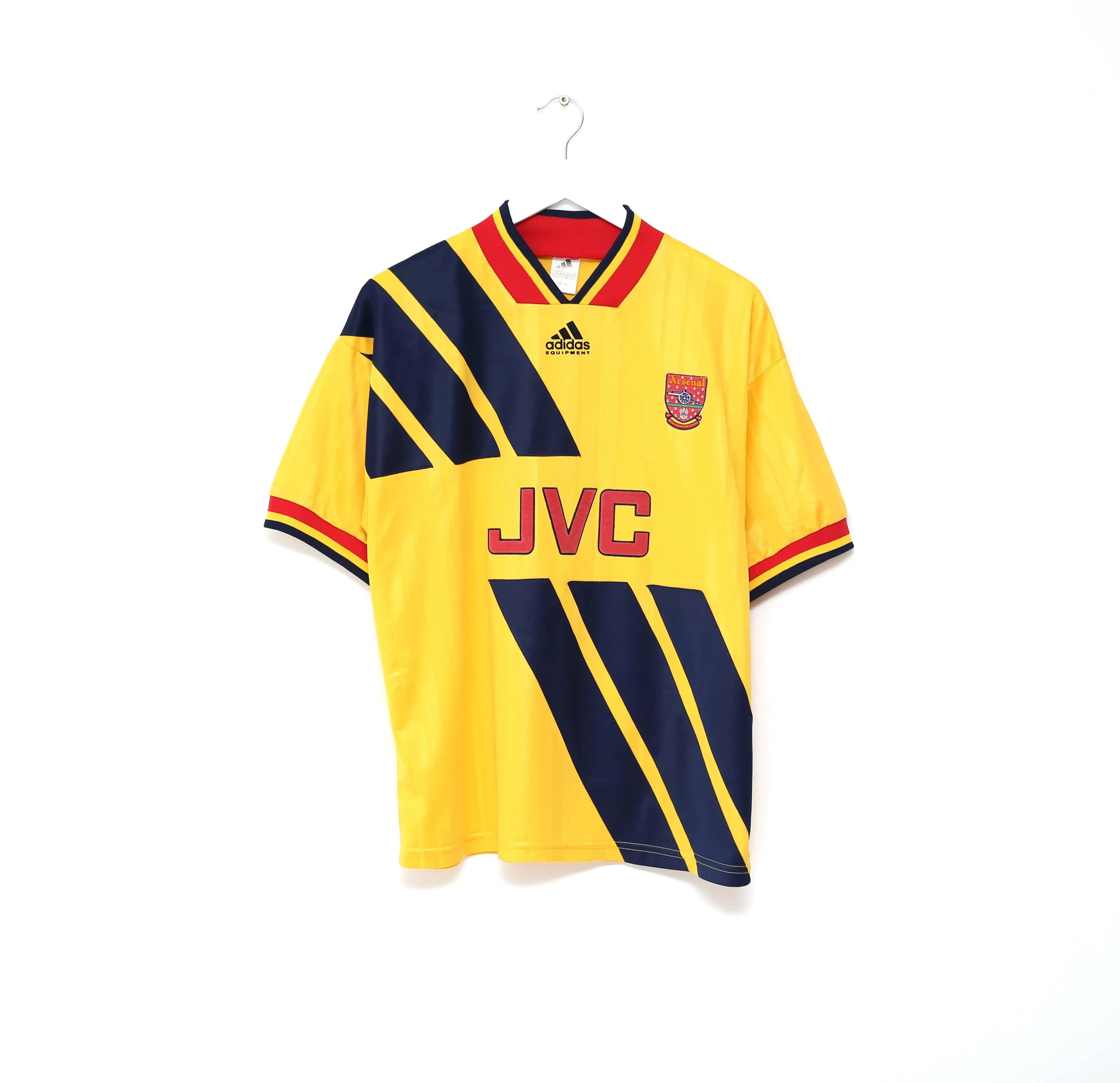 1993/94 WRIGHT #8 Arsenal Vintage adidas Equipment Away Football Shirt (L) 40/42