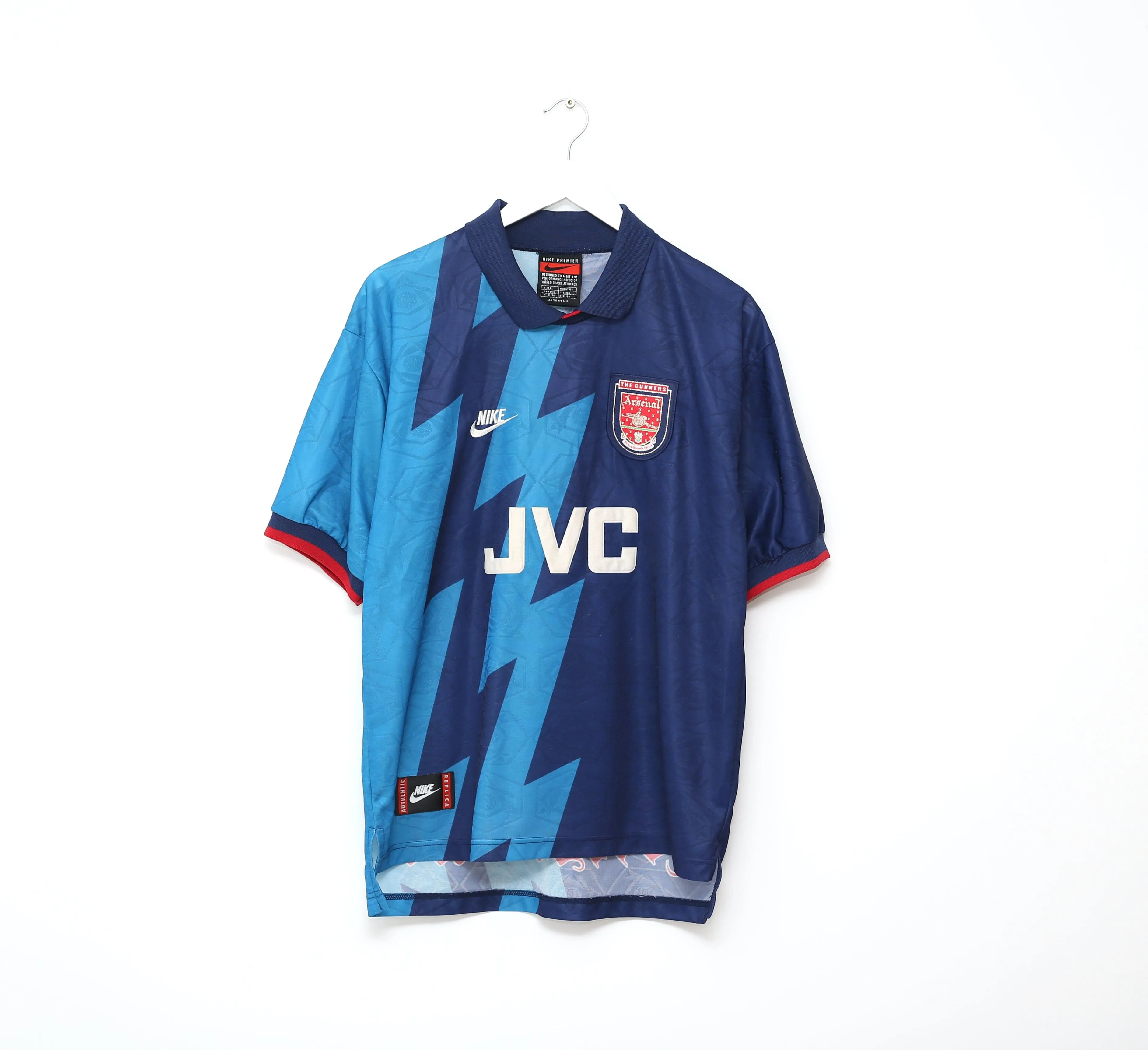 1995/96 BERGKAMP #10 Arsenal Nike Away Football Shirt (L)