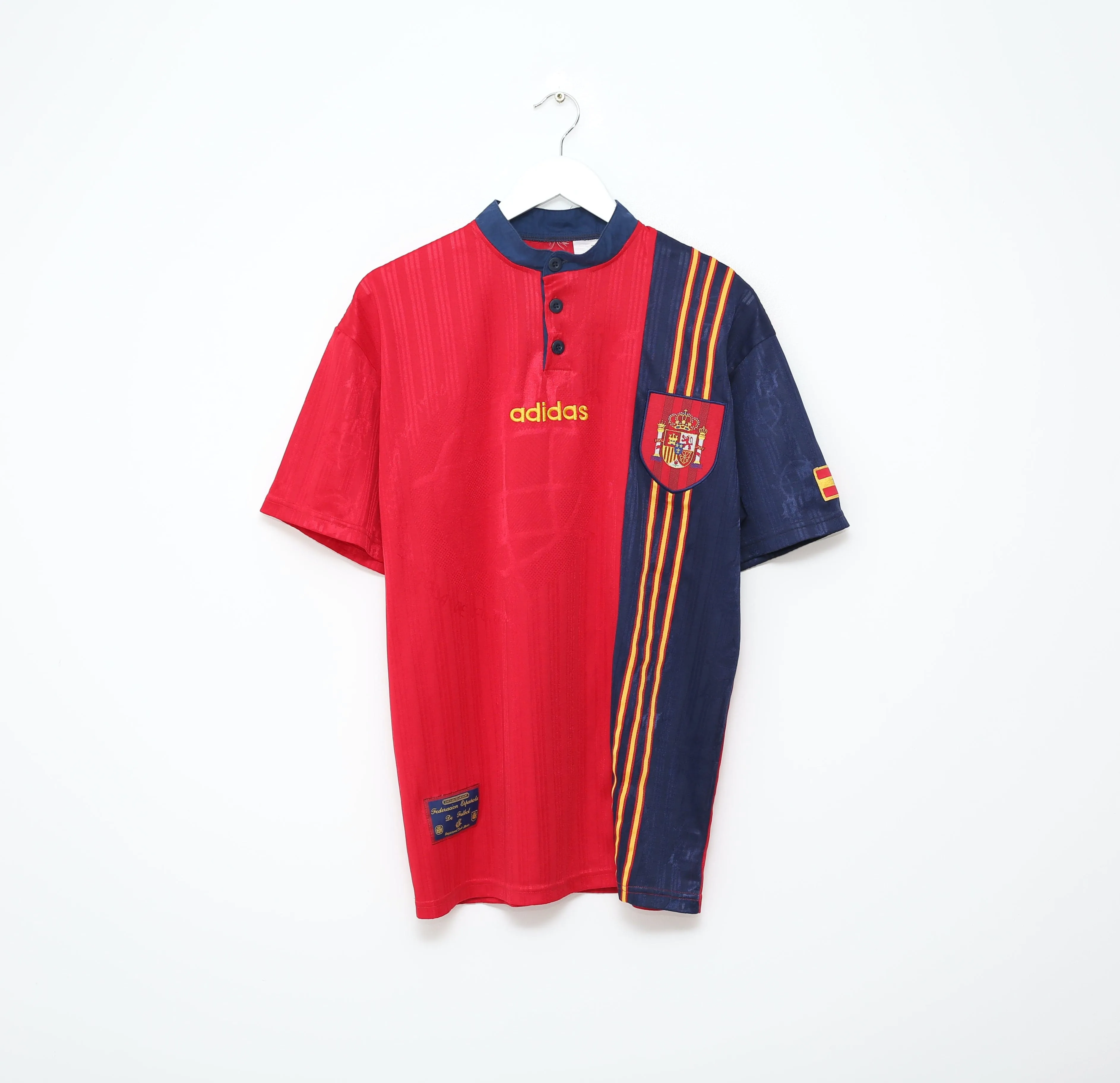 1996/98 SPAIN Vintage adidas Home Football Shirt (XL) EURO 96