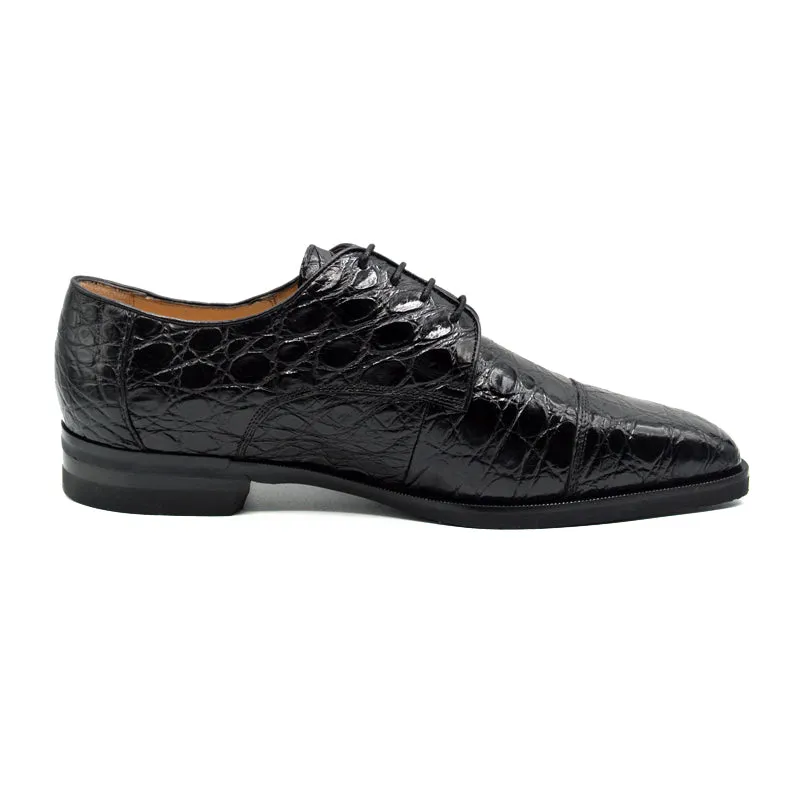 21-532-BKM ANDREA Crocodile Lace Up, Black