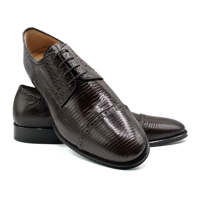 24-526-BRN GIOVANNI Teju Lizard Lace Up, Dark Brown