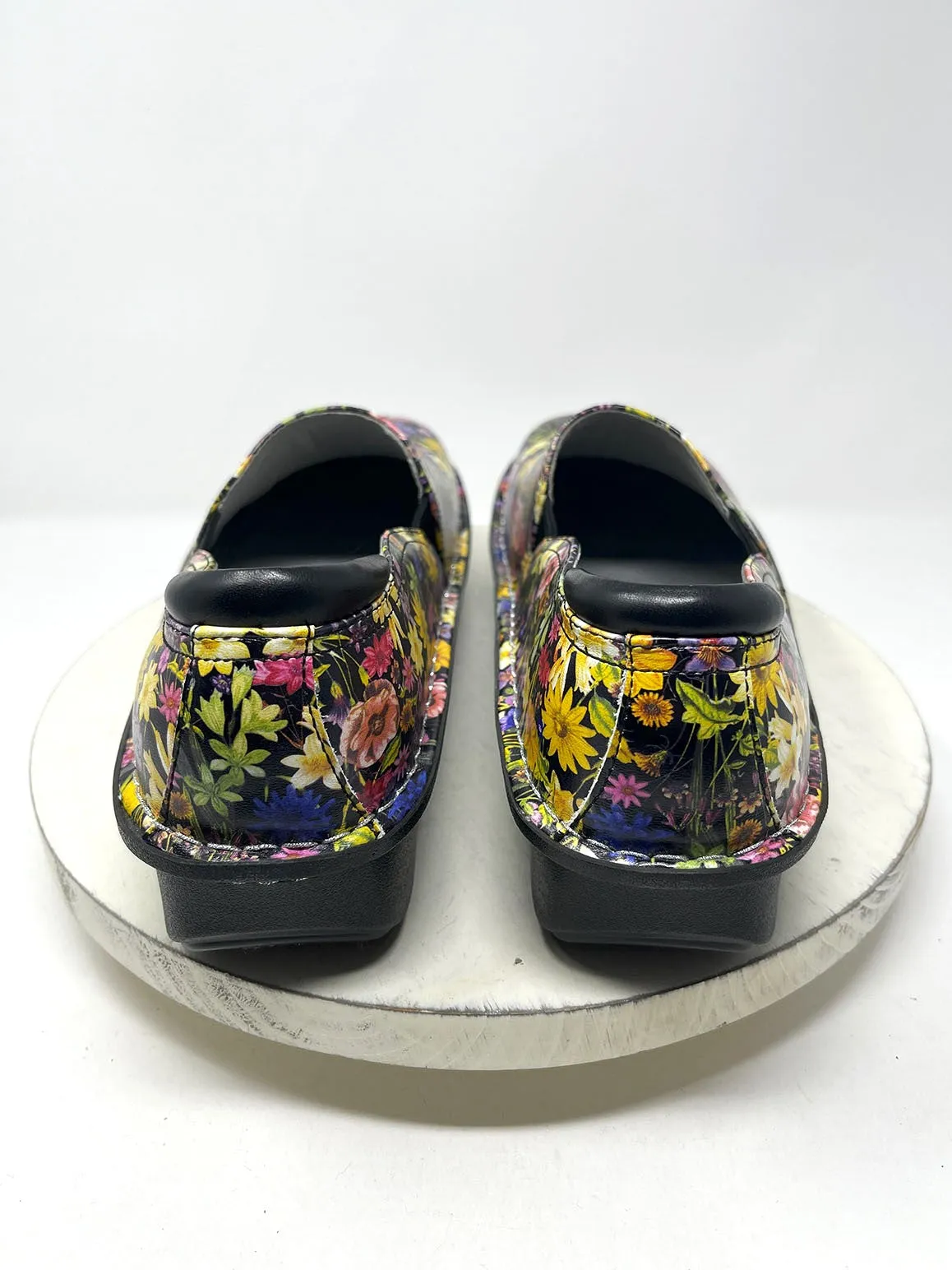 Alegria Size 12.5/13 (44) Black Multi Floral Shoes