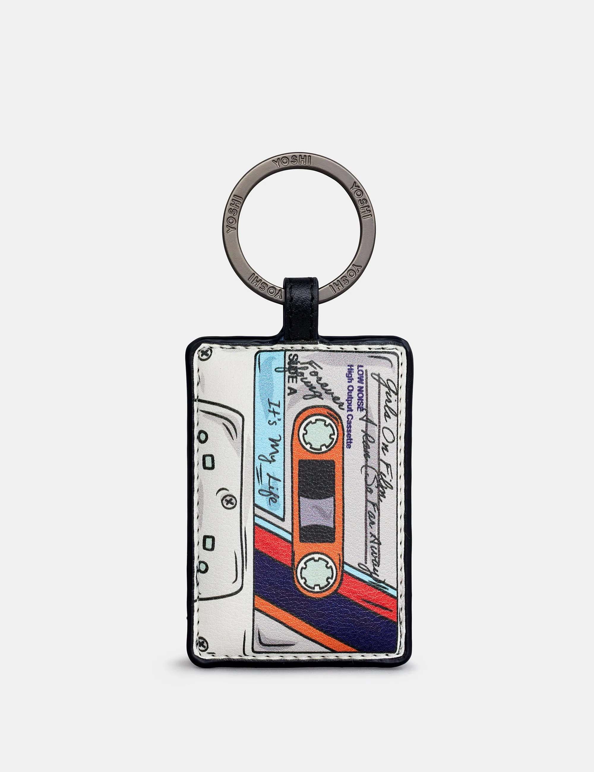 Back to the 80s White and Black Leather Keyring