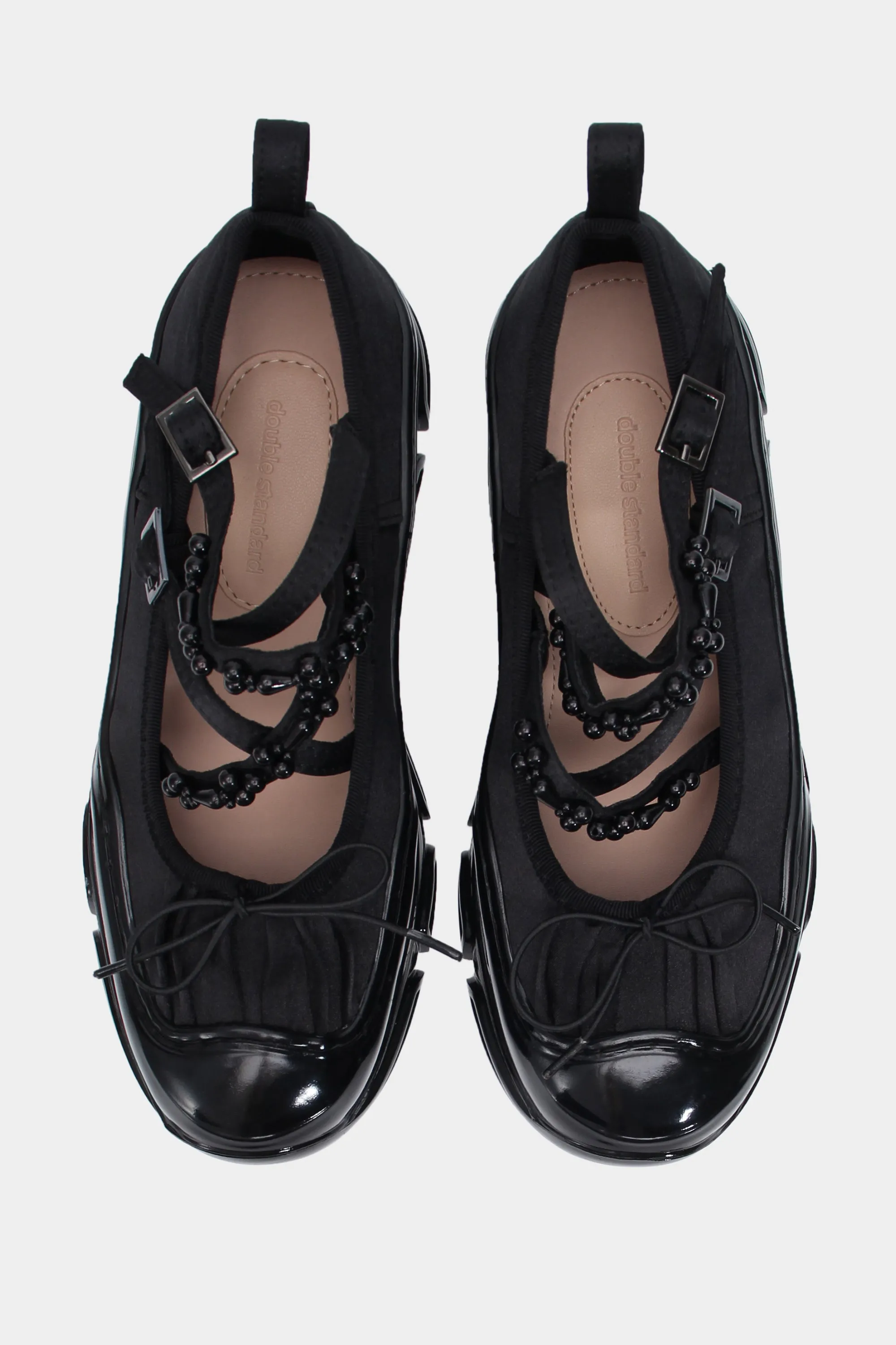 Elegant Black Ballet Sneakers with Pearl Accents for Stylish Comfort