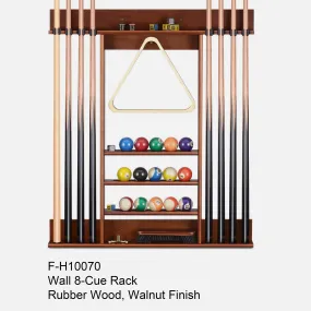 BILLIARD 8-CUES WALL RACK WALNUT FINISH