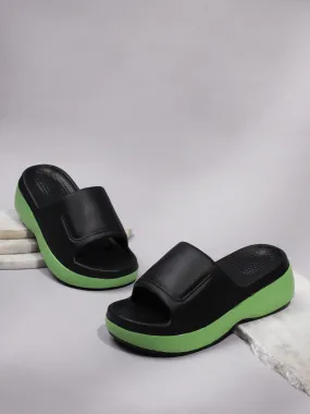 Black Green PU Slip-On Flats (TC-RS3690-BLKGRN)