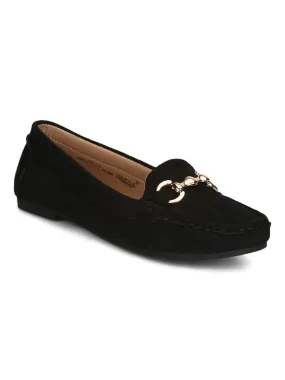 Black Micro Loafer Flats