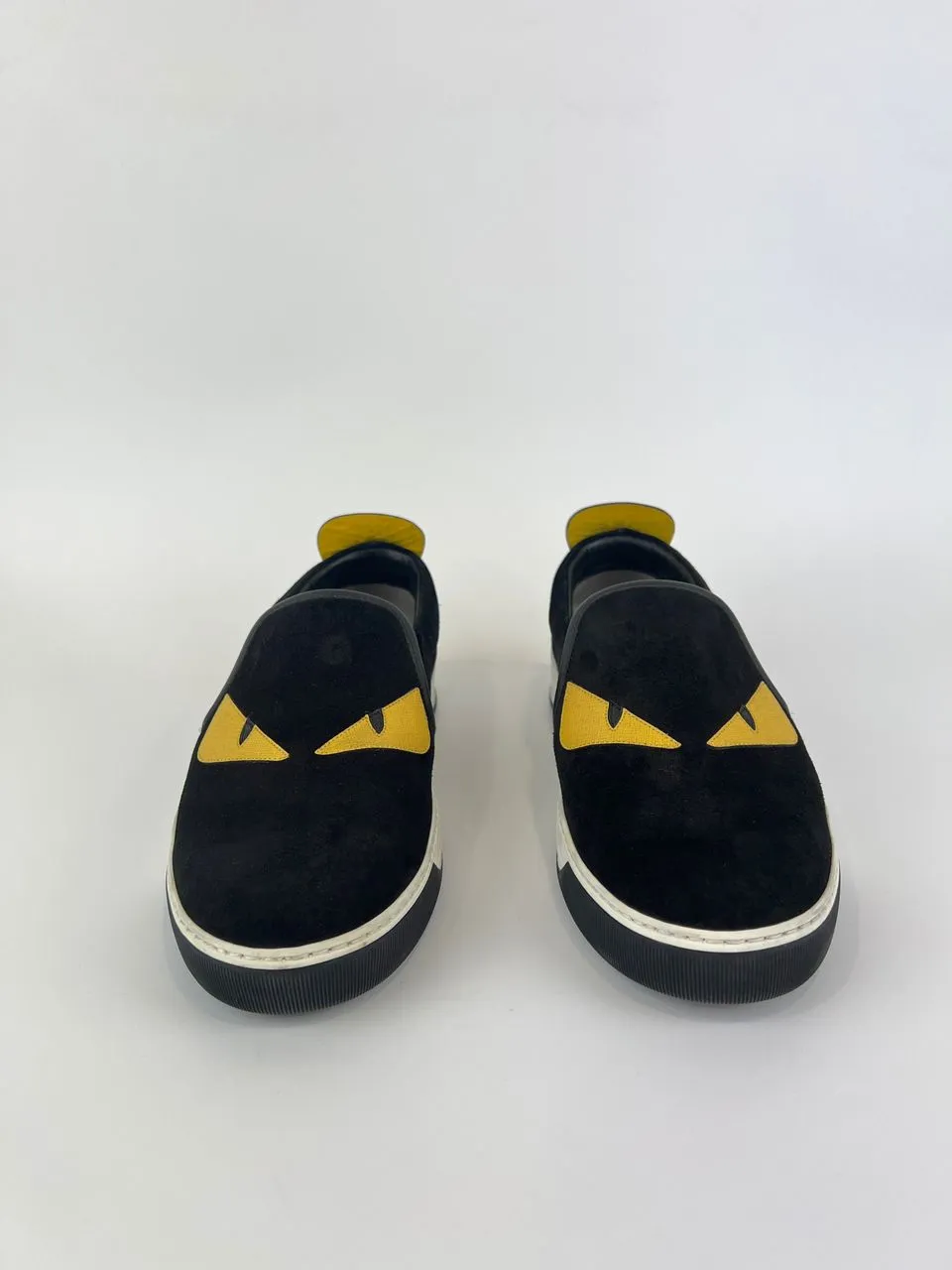 Black Suede Monster Slip On Sneakers