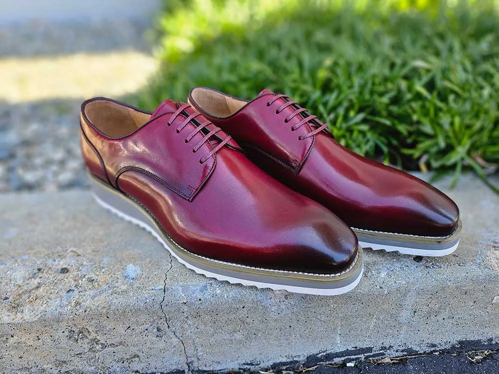 Burnished Lace-up Leather Derby