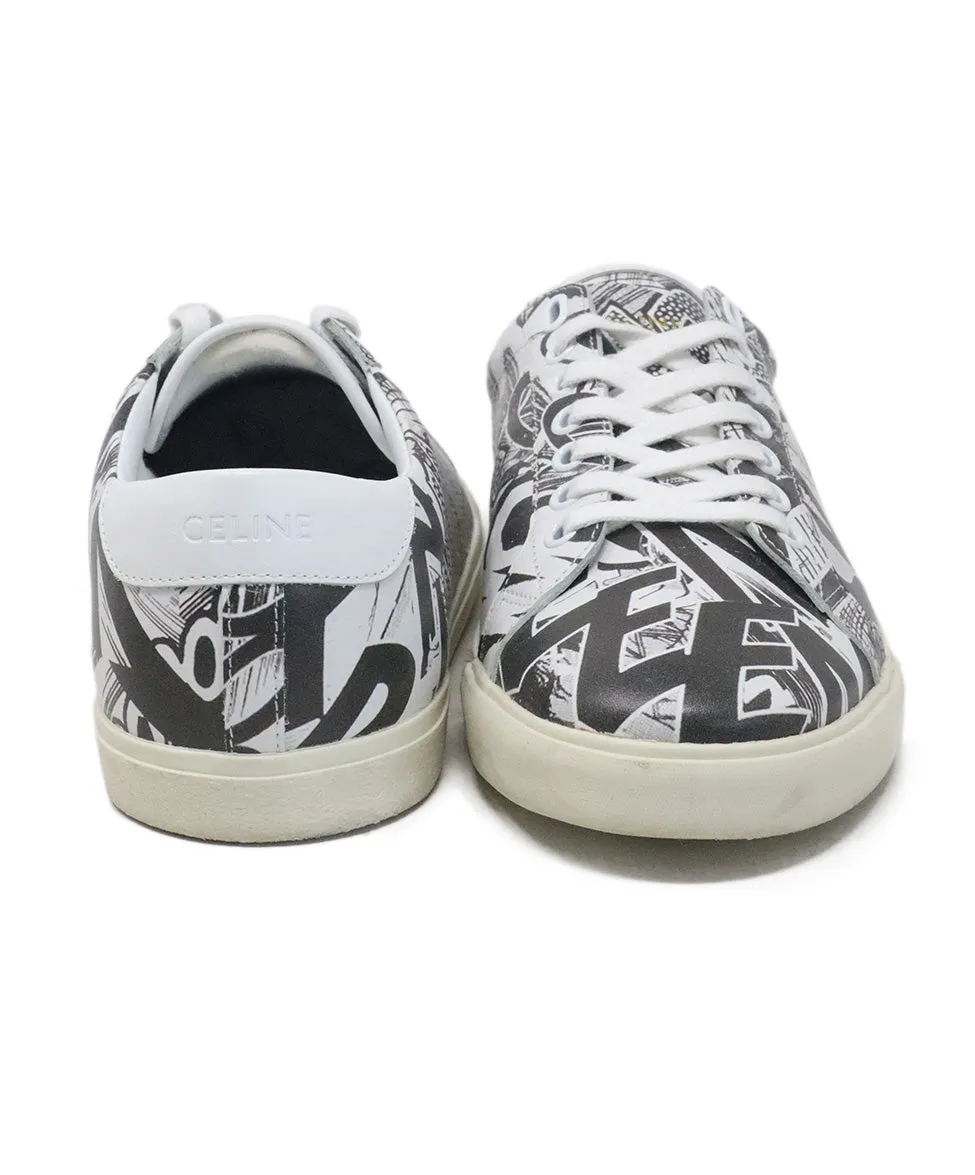 Celine B&W Print Leather Sneakers sz 10