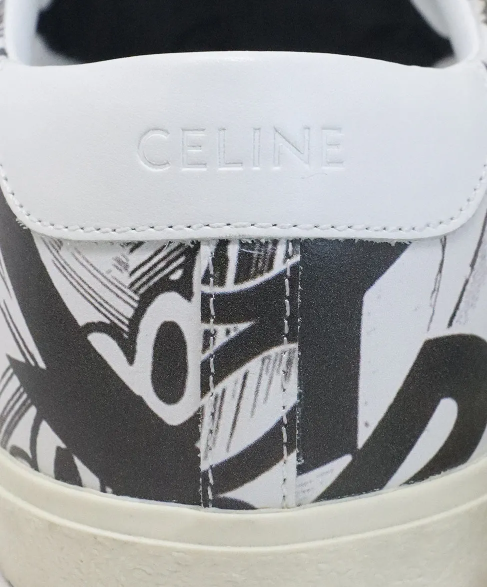 Celine B&W Print Leather Sneakers sz 10