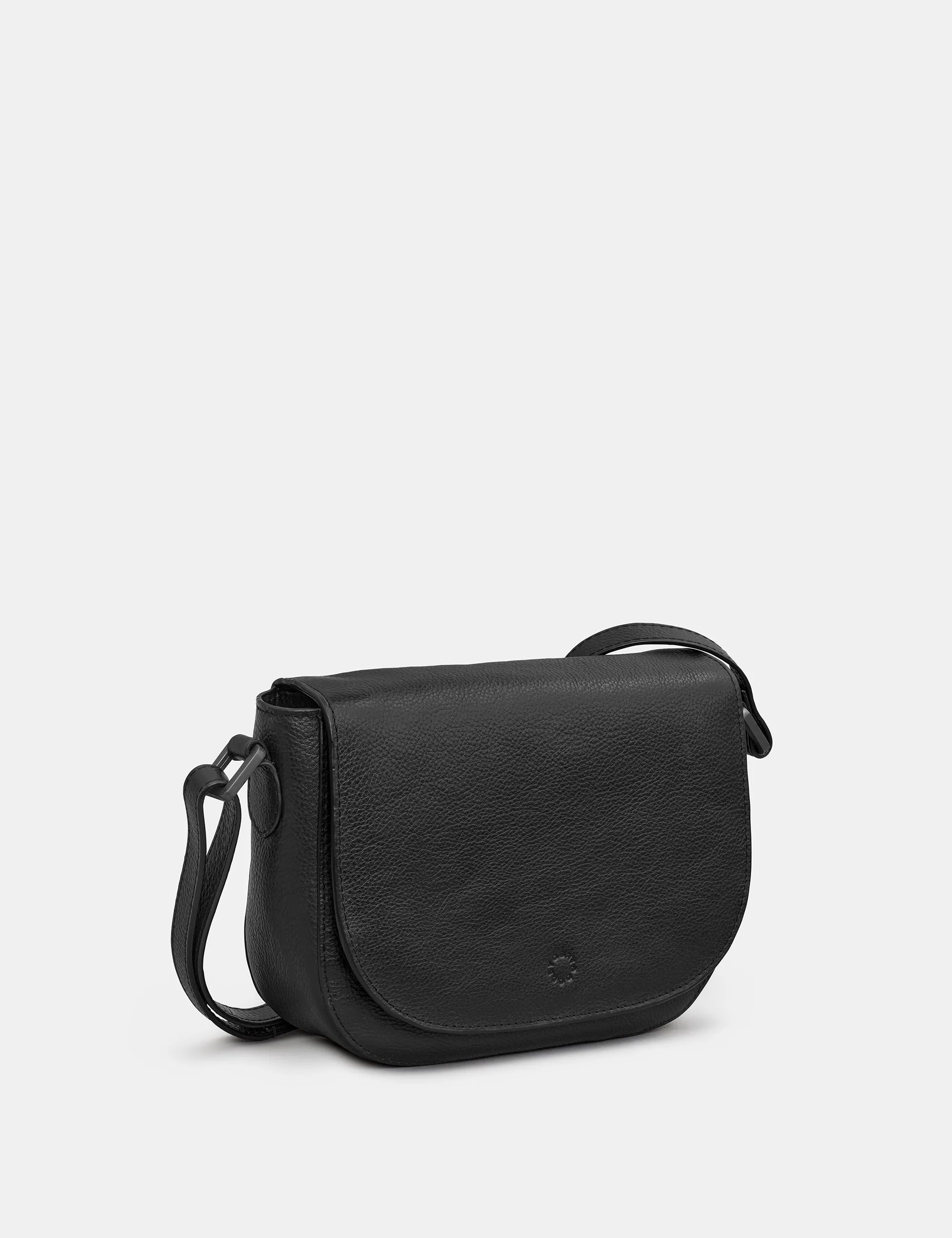 Clarendon Black Leather Flap Over Cross Body Bag