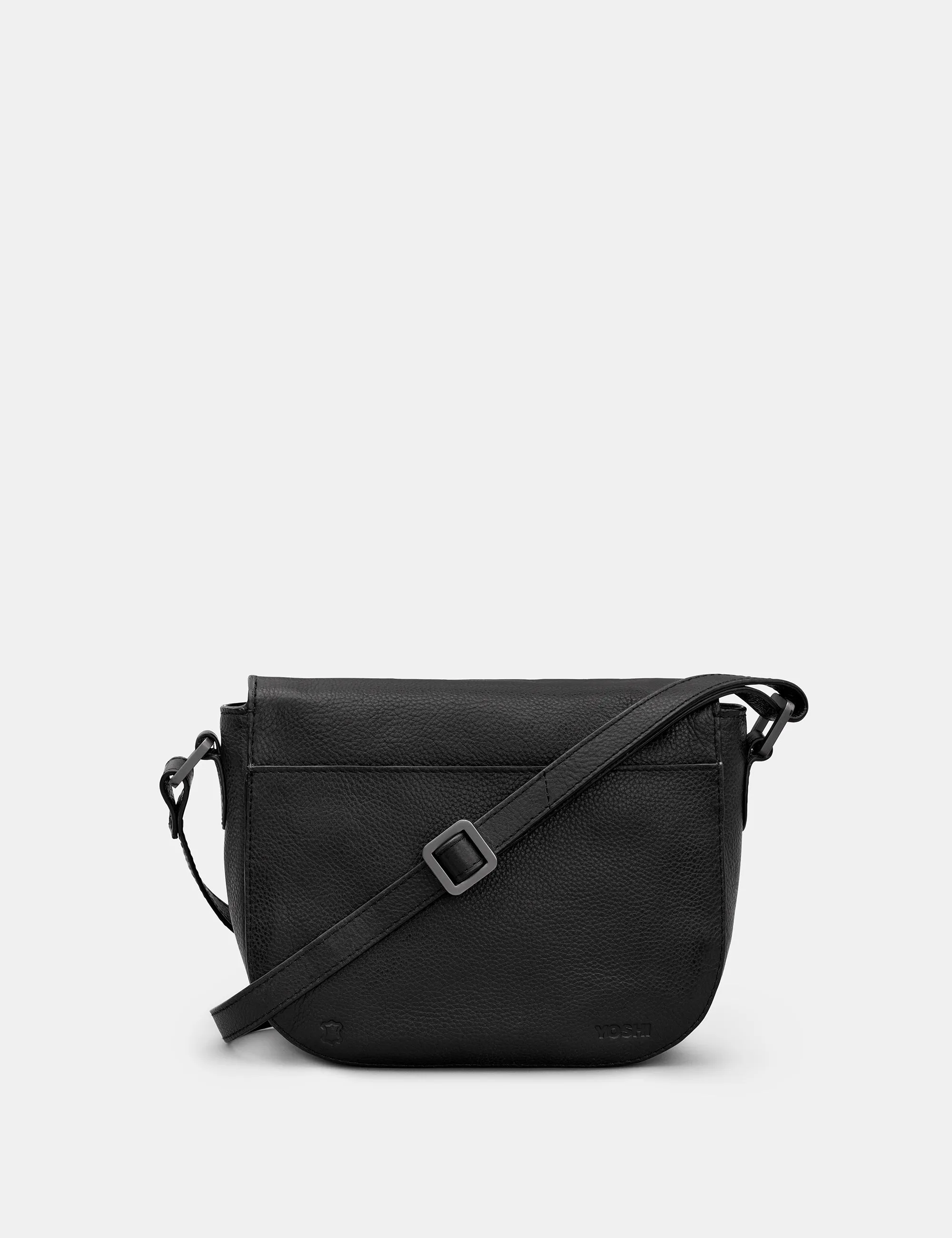 Clarendon Black Leather Flap Over Cross Body Bag