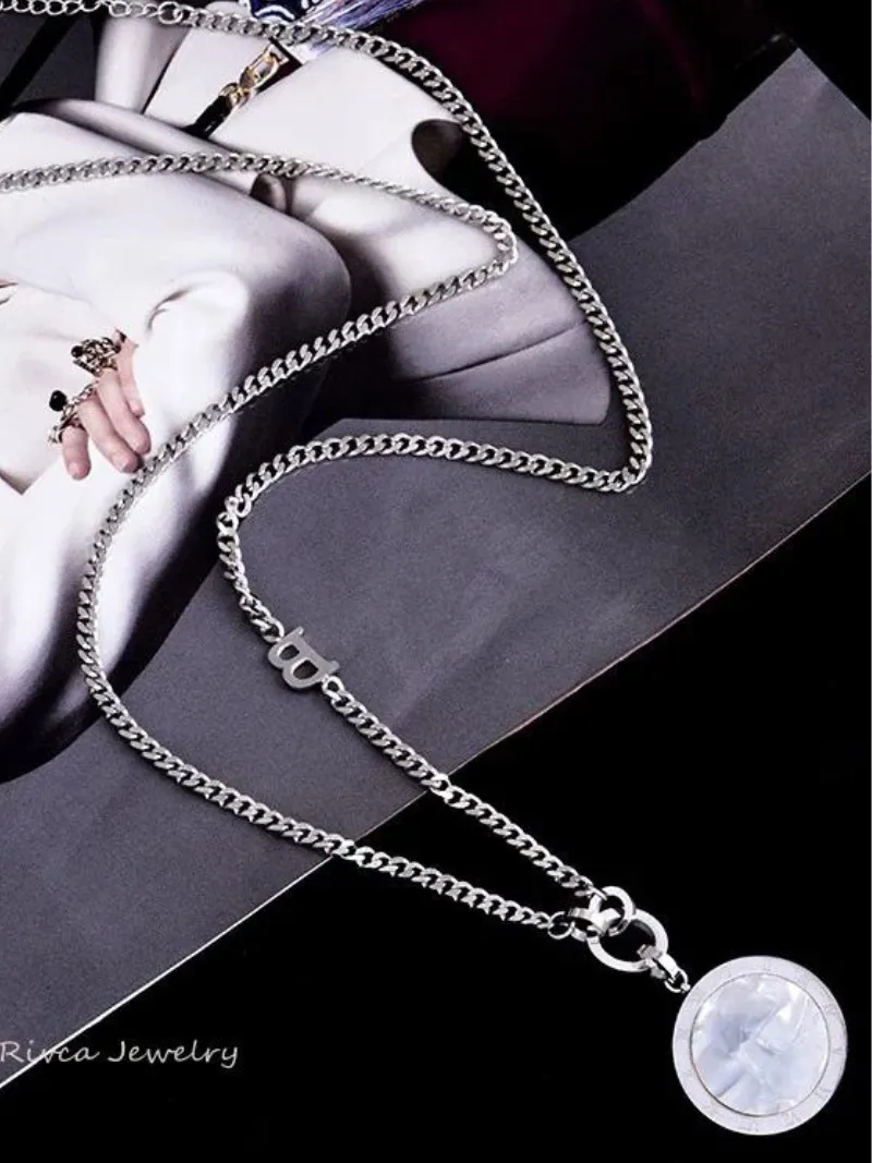 Fashionable Titanium Steel Sweater Chain Light Luxury Necklace Women's Accessories