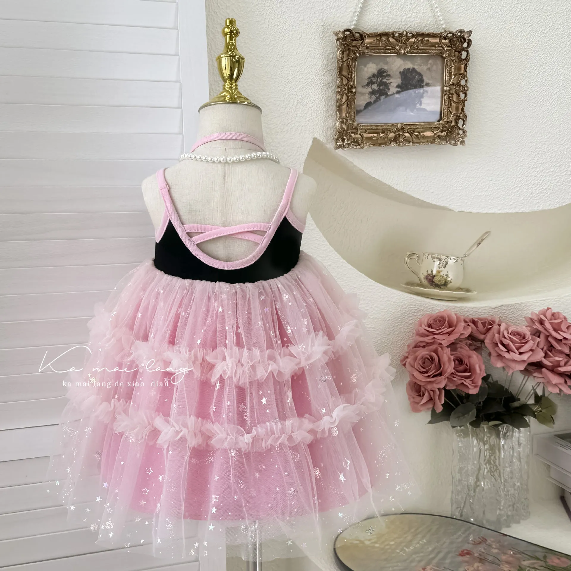 Girl's Dress 2024 Summer New Korean Style Baby Girl's Fashionable Children's Braces Skirt Princess Dress