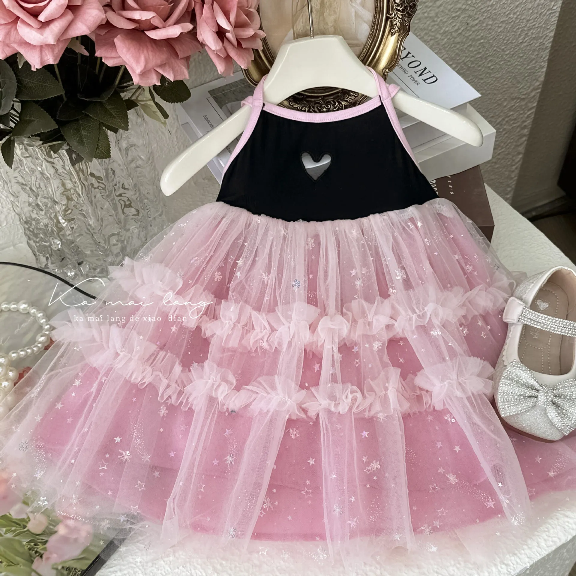 Girl's Dress 2024 Summer New Korean Style Baby Girl's Fashionable Children's Braces Skirt Princess Dress