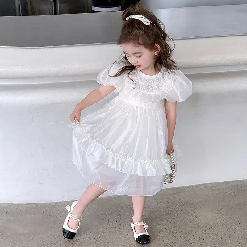 Girls Dress Summer New Western Style Baby Girls' Fashionable Birthday Dress Thin Children Puffy Princess Skirt