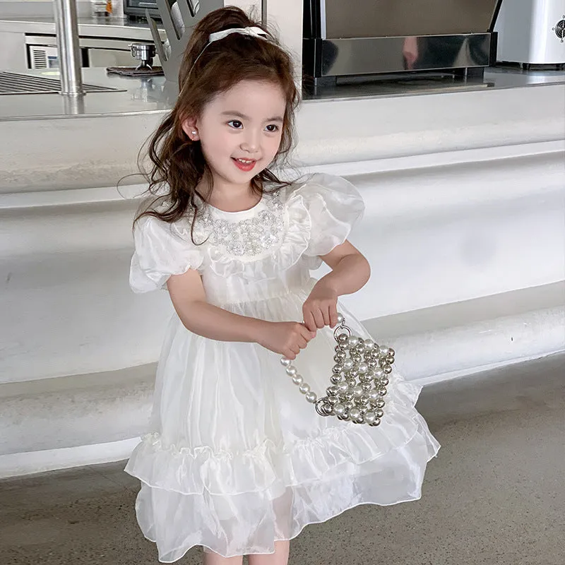 Girls Dress Summer New Western Style Baby Girls' Fashionable Birthday Dress Thin Children Puffy Princess Skirt