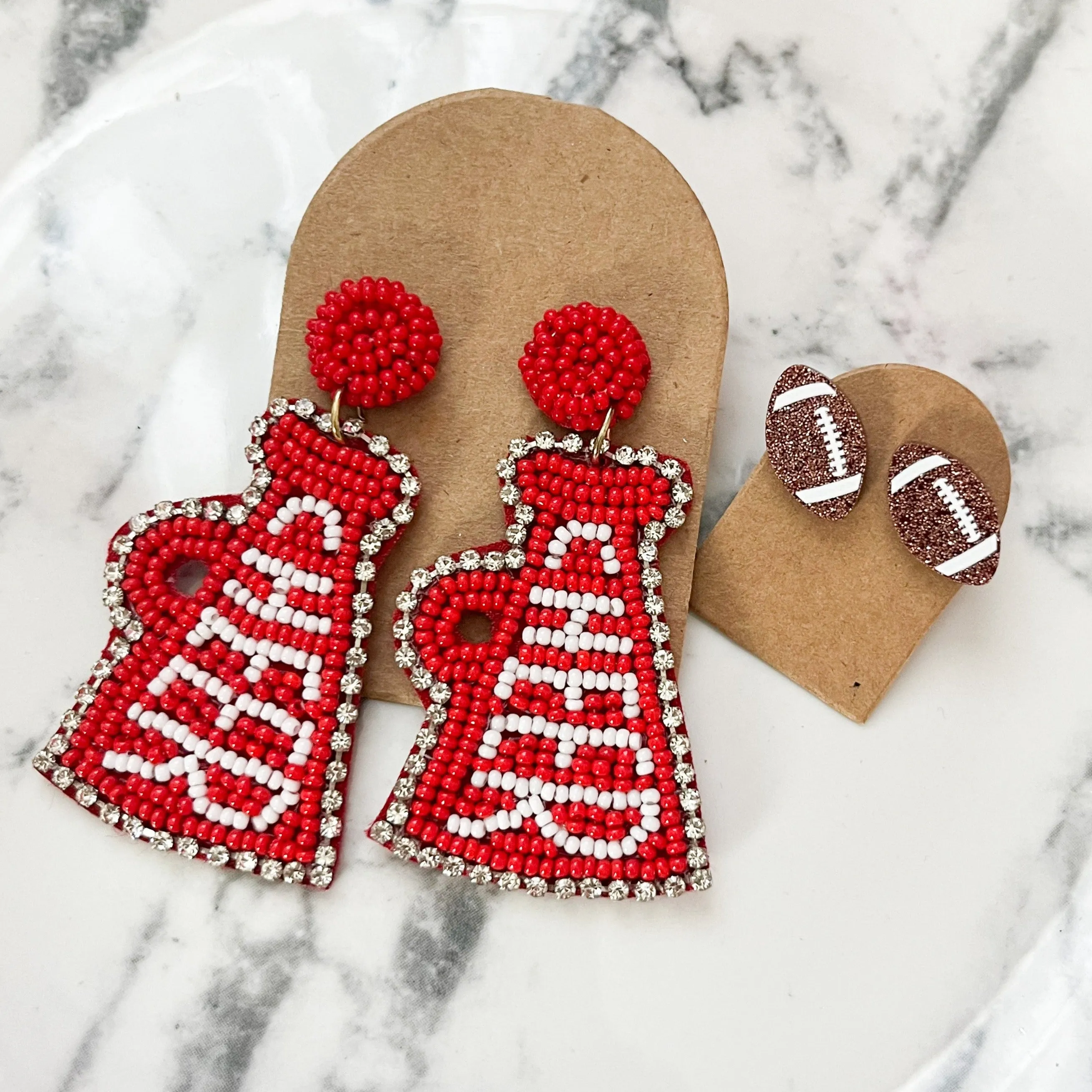 Glitter Football Stud Earrings