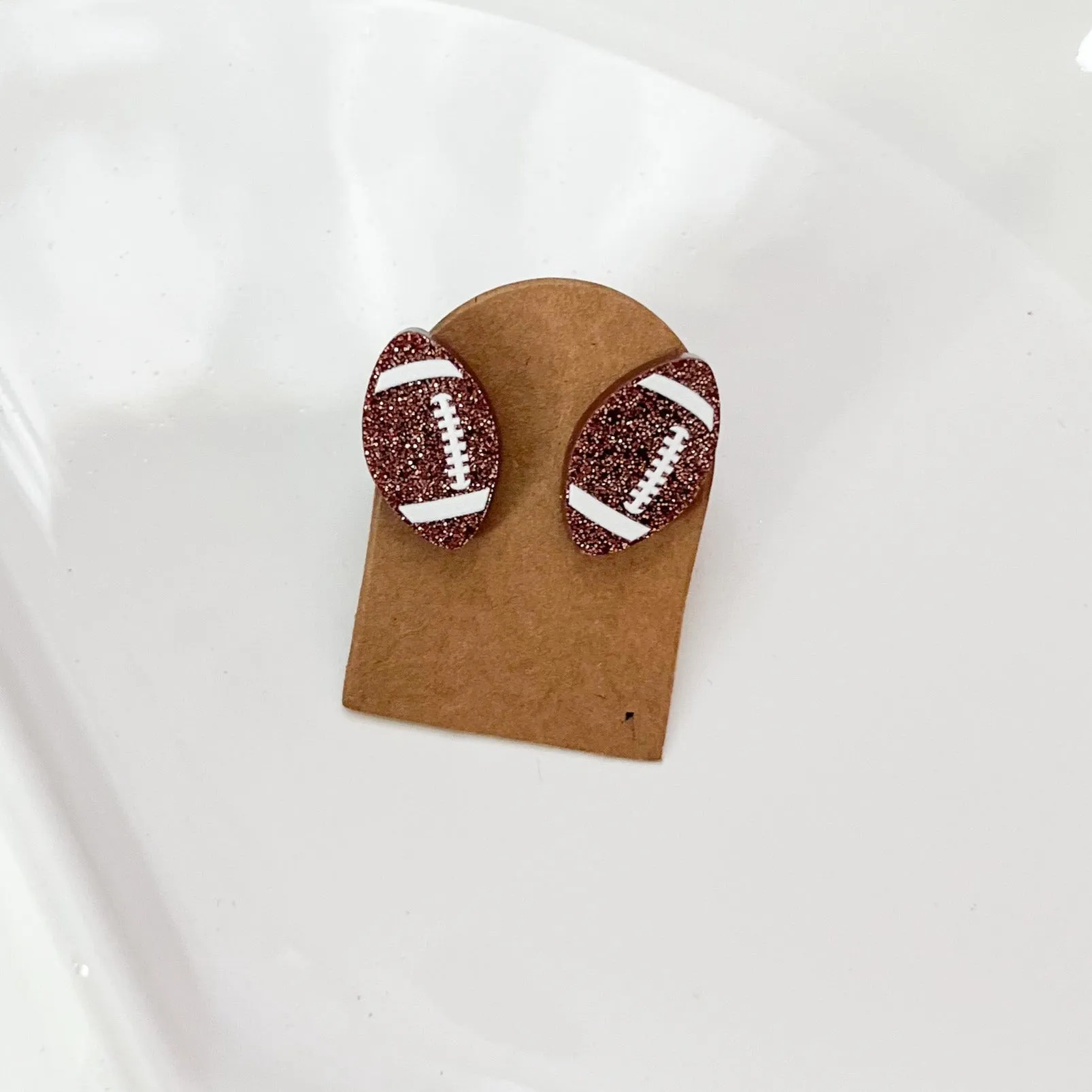 Glitter Football Stud Earrings