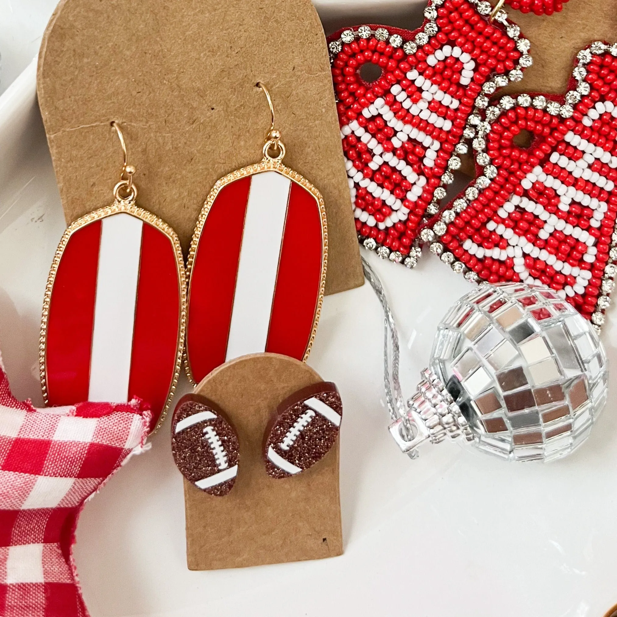 Glitter Football Stud Earrings