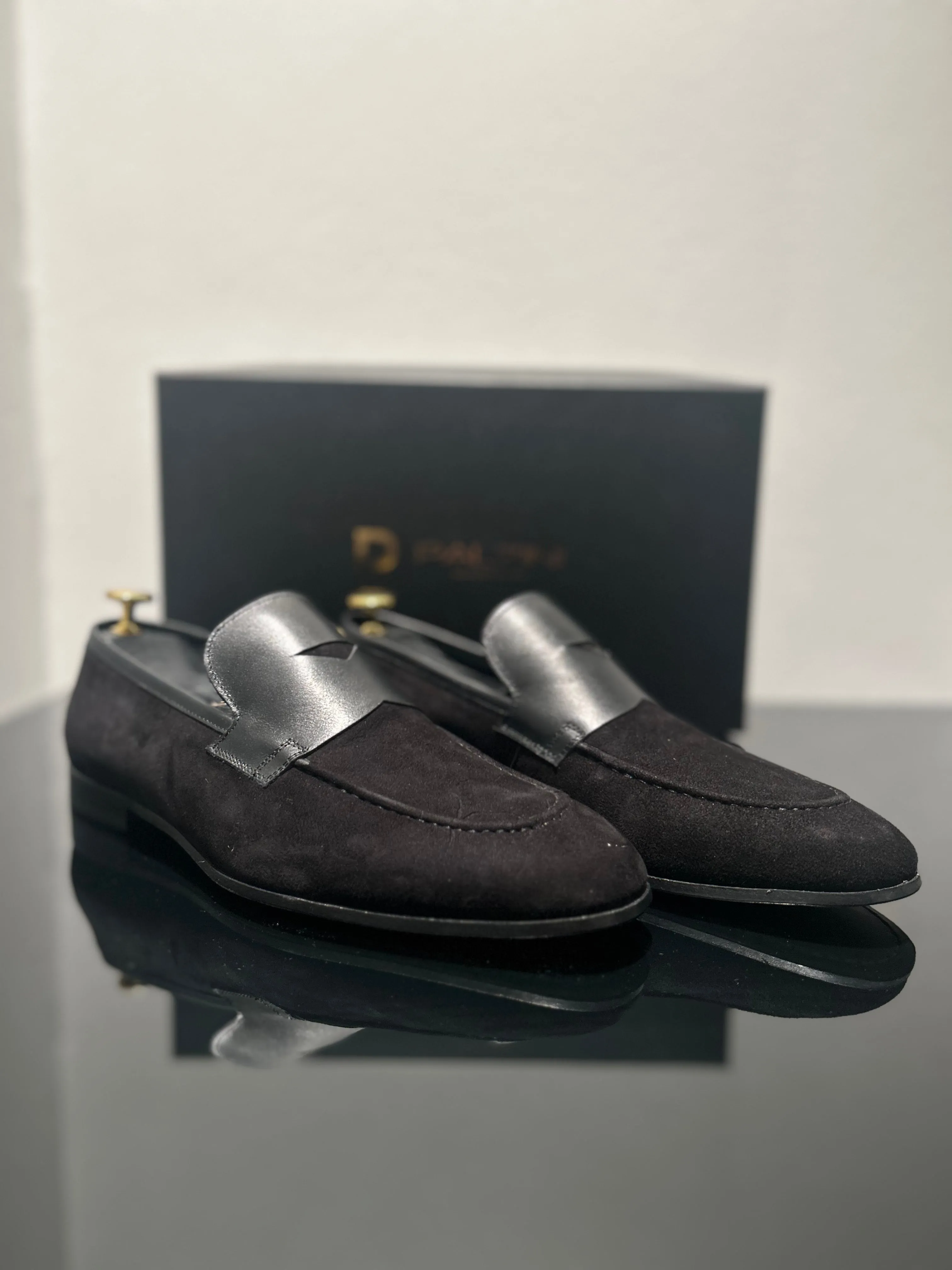 HANDMADE BLACK SUEDE SLIP-ON