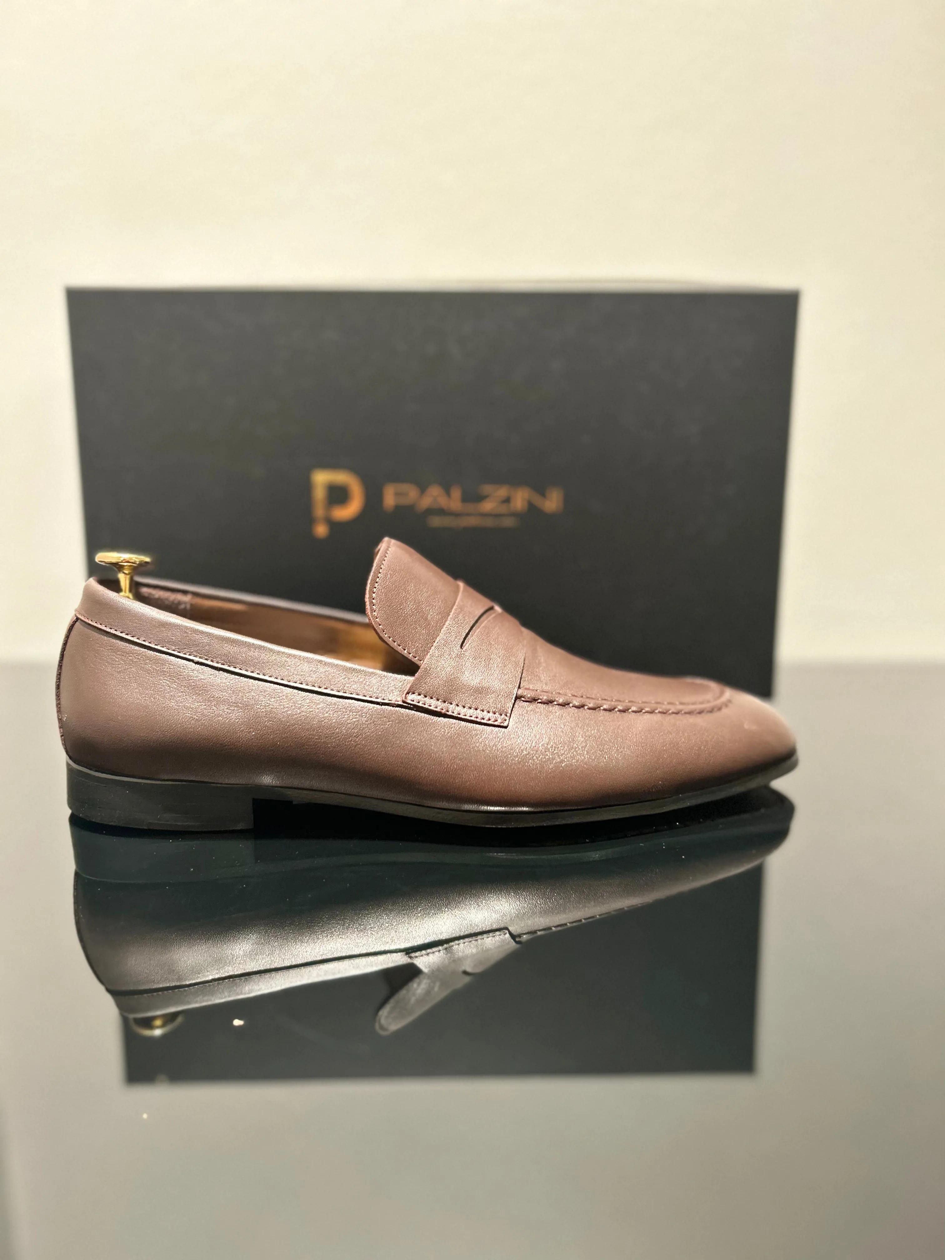 HANDMADE BROWN DEER LEATHER SLIP-ON