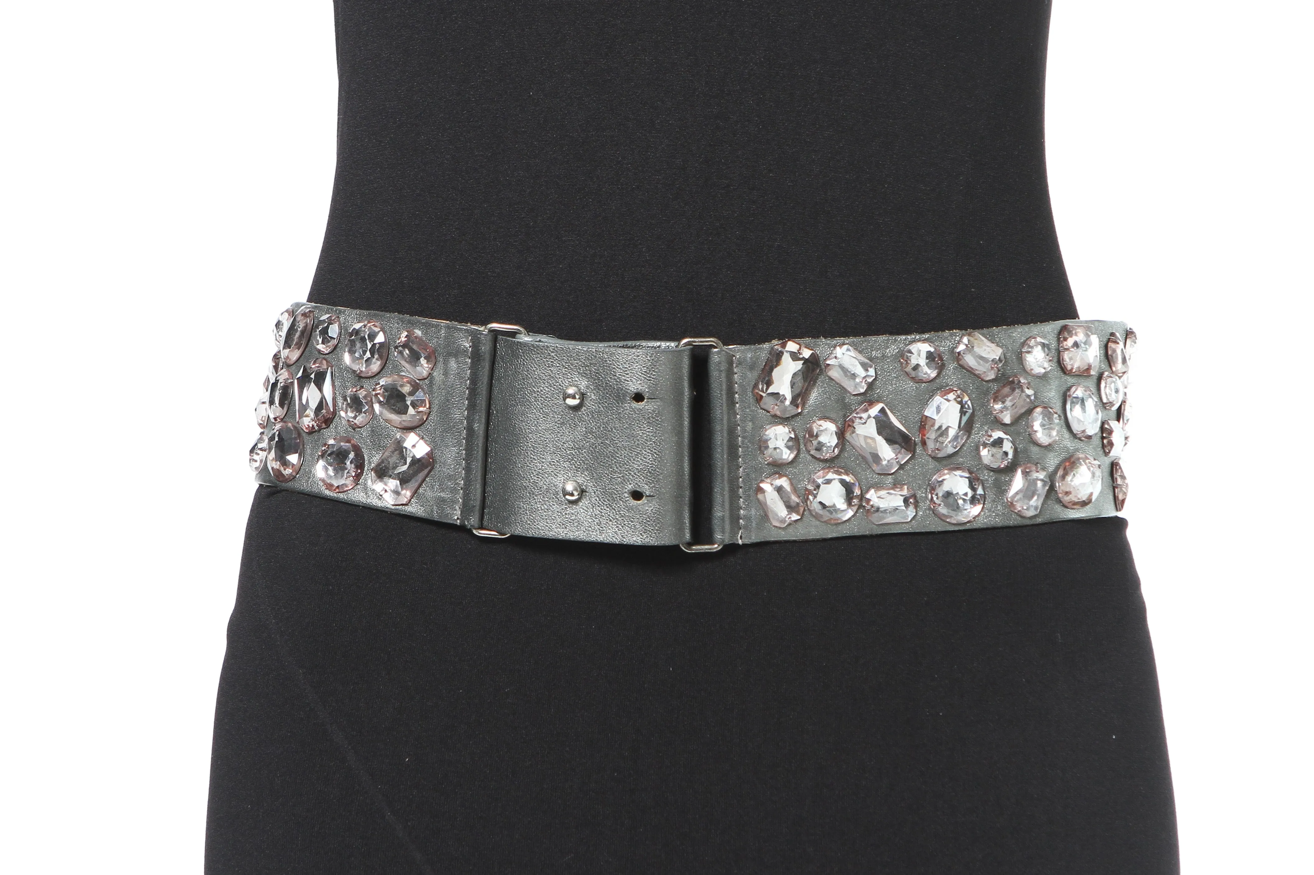 Jewel Trim Leather Belt