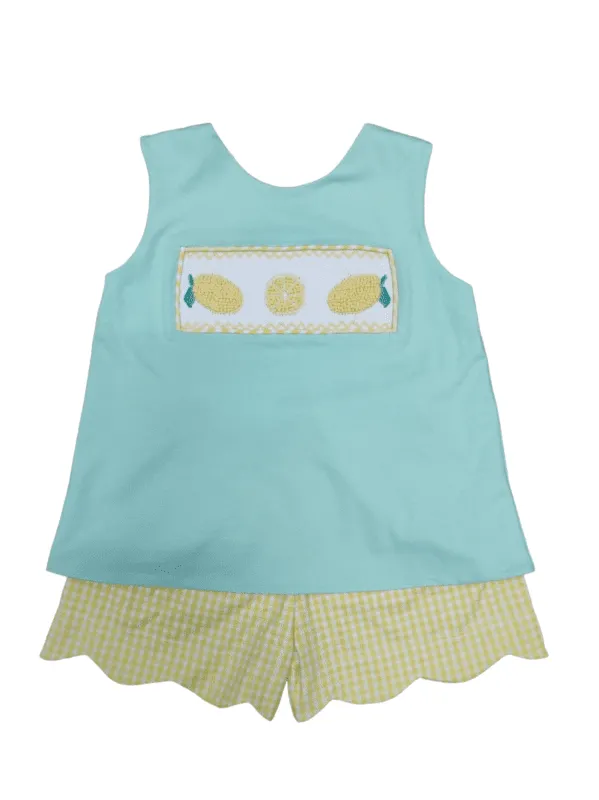 Lemon Smocked Ruffle Bubble