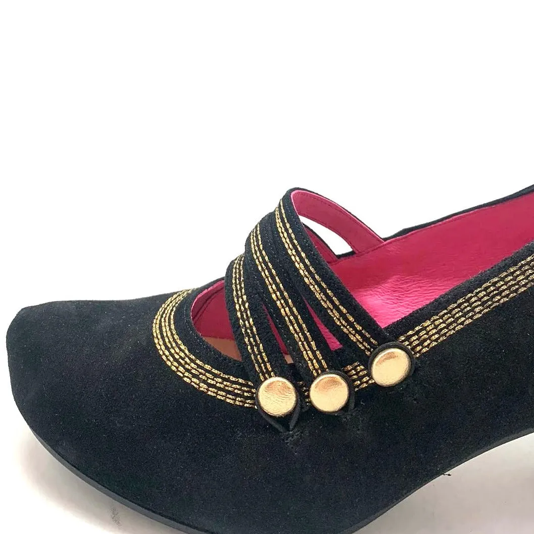 Lichido - Black/Gold strap shoe