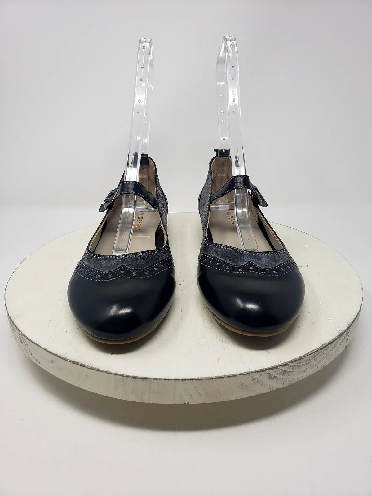 Maggie's Size 10 (40) Black & Pewter Mary Janes NWOB