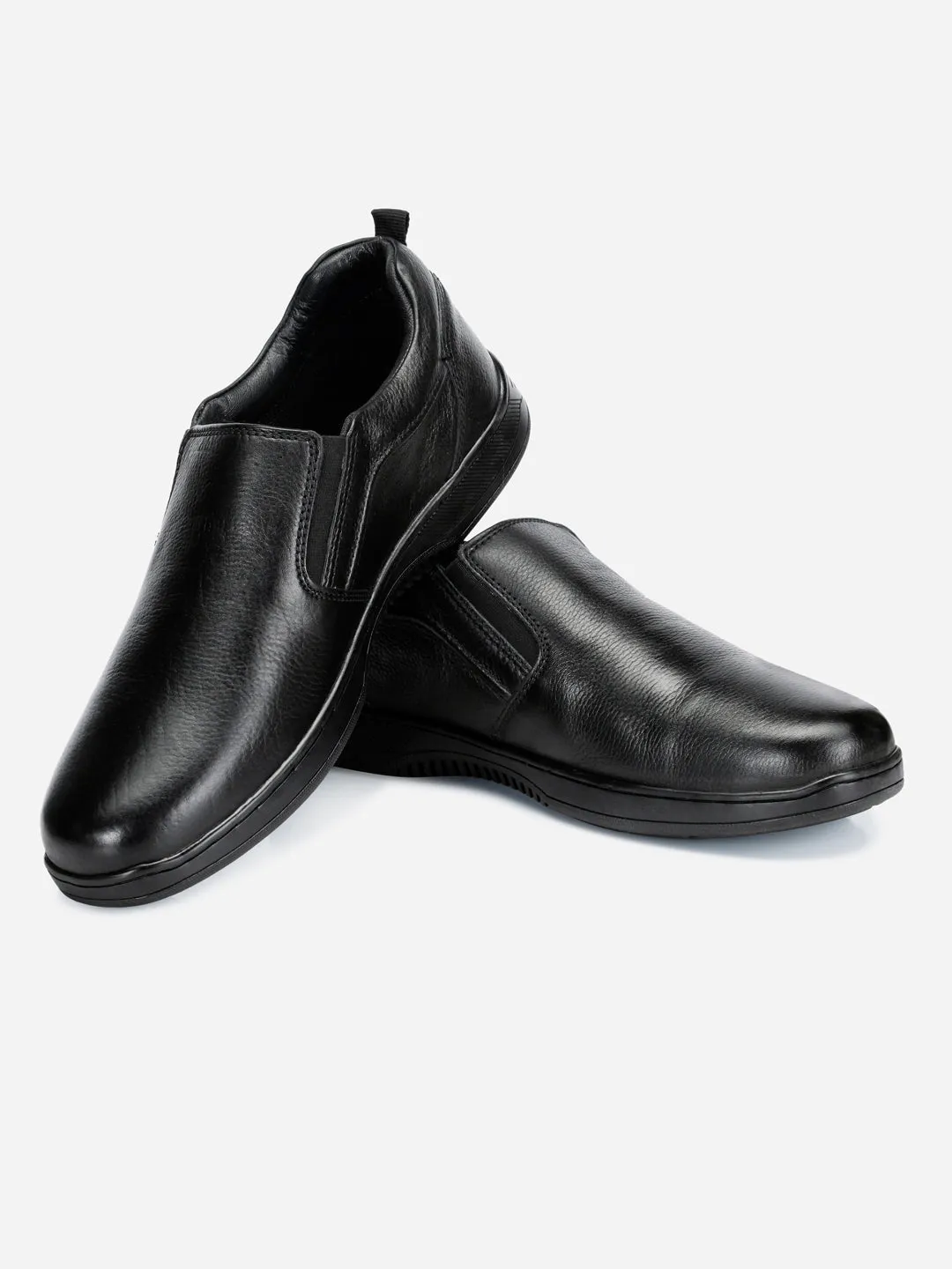 Men's Black Round Toe Slip On Semi Formal (ID2166)