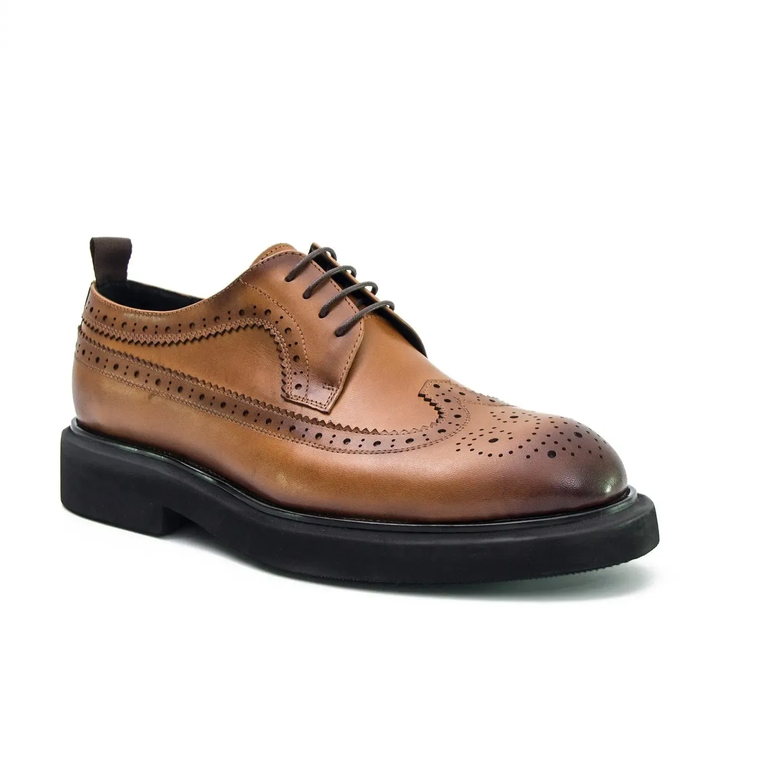 Men's brown brogue leather dress shoes