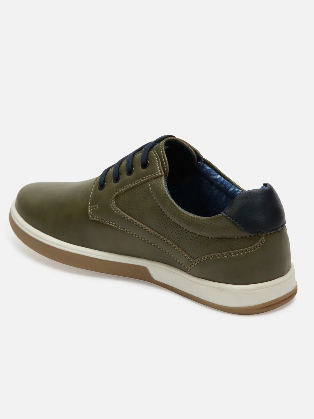 Men's Olive Round Toe Lace Up Casual (IX1017)