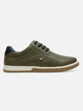 Men's Olive Round Toe Lace Up Casual (IX1017)