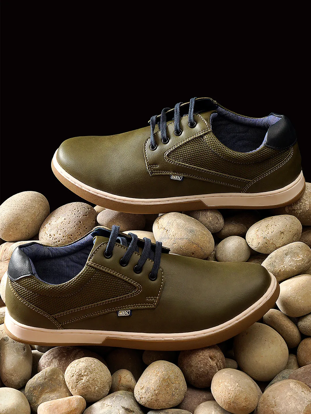 Men's Olive Round Toe Lace Up Casual (IX1017)