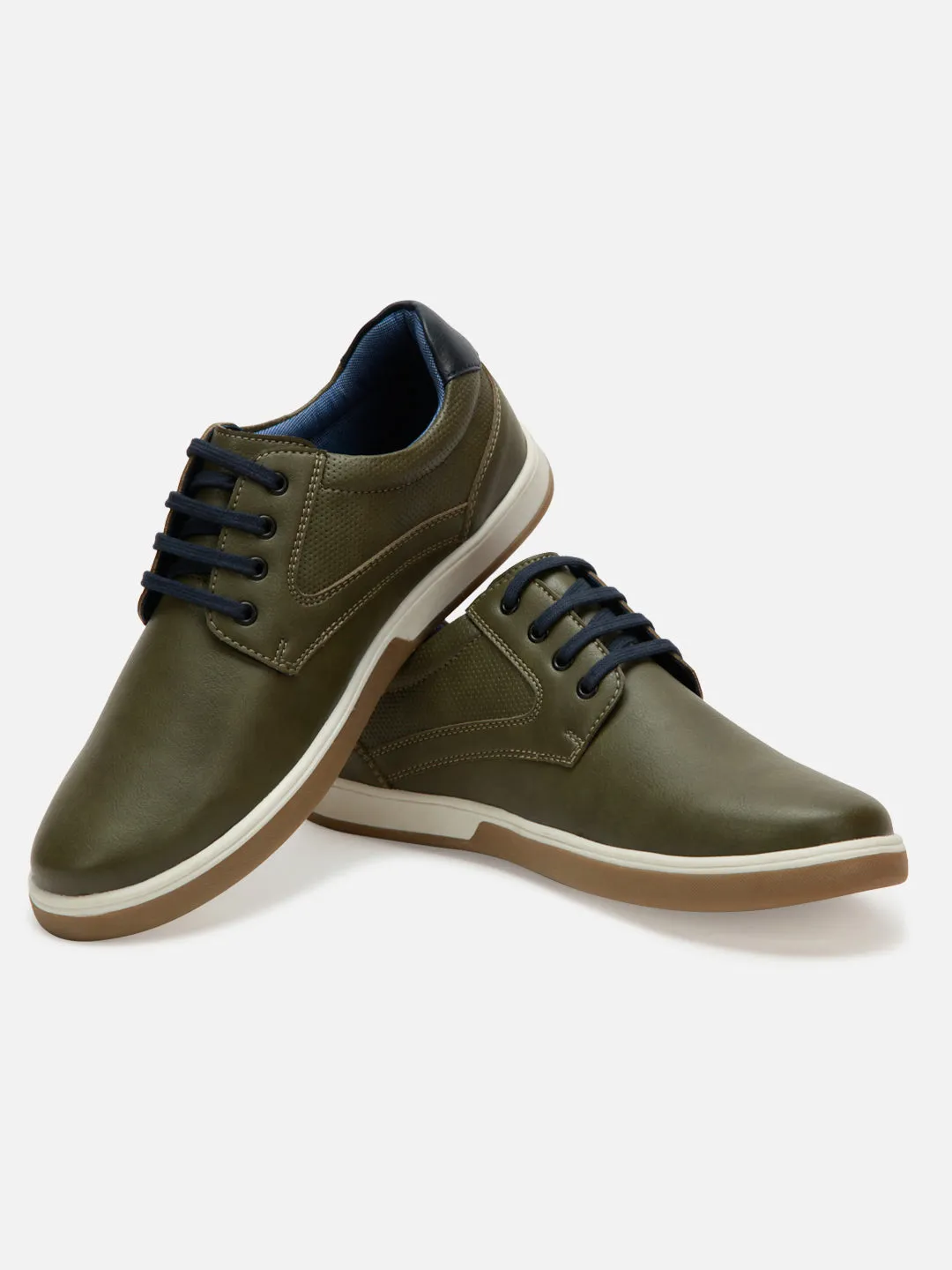 Men's Olive Round Toe Lace Up Casual (IX1017)