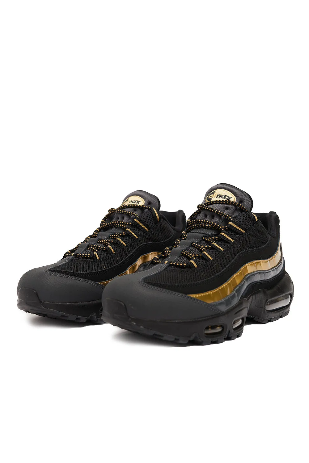 Nike Air Max 95 Premium Sneakers - Black with Metallic Gold Accents