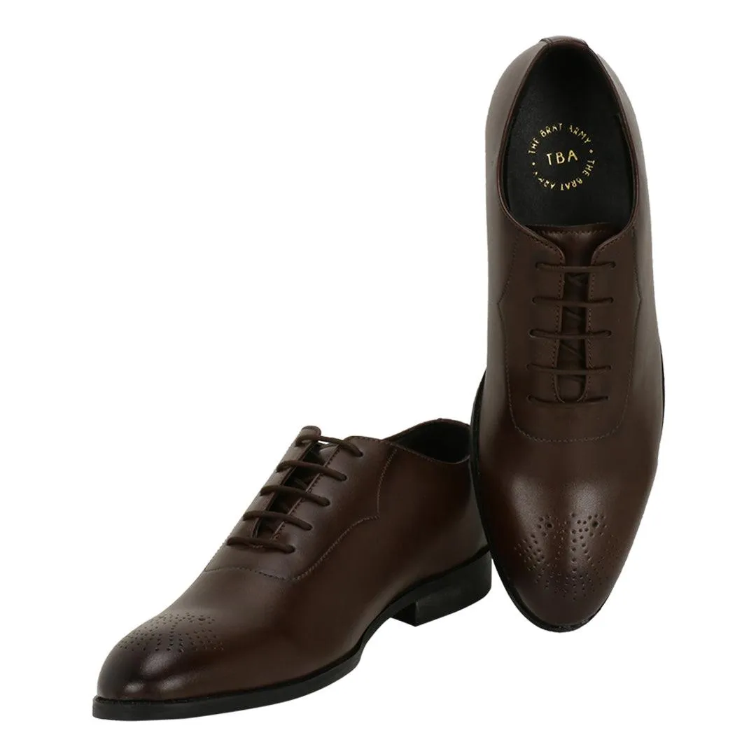 Novara Brown Medallion-Toe  Oxfords