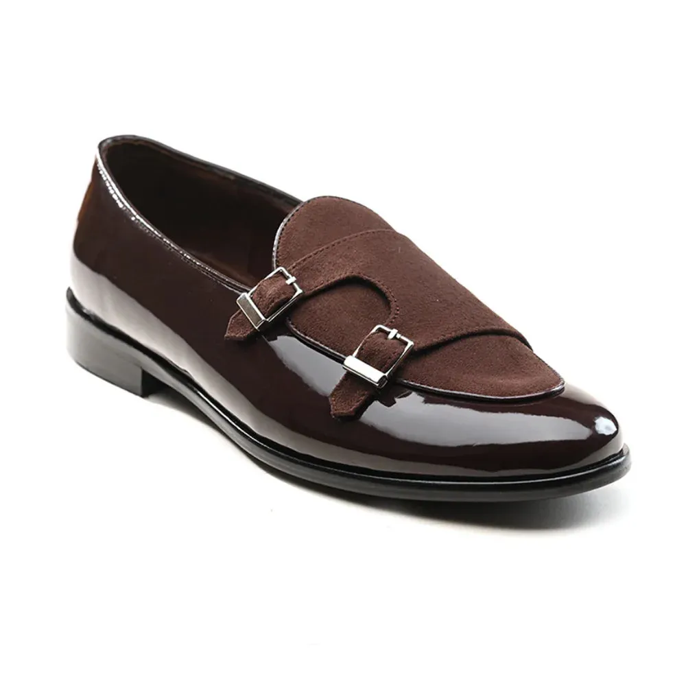 Oban Brown  Patent Double Monk Slip Ons