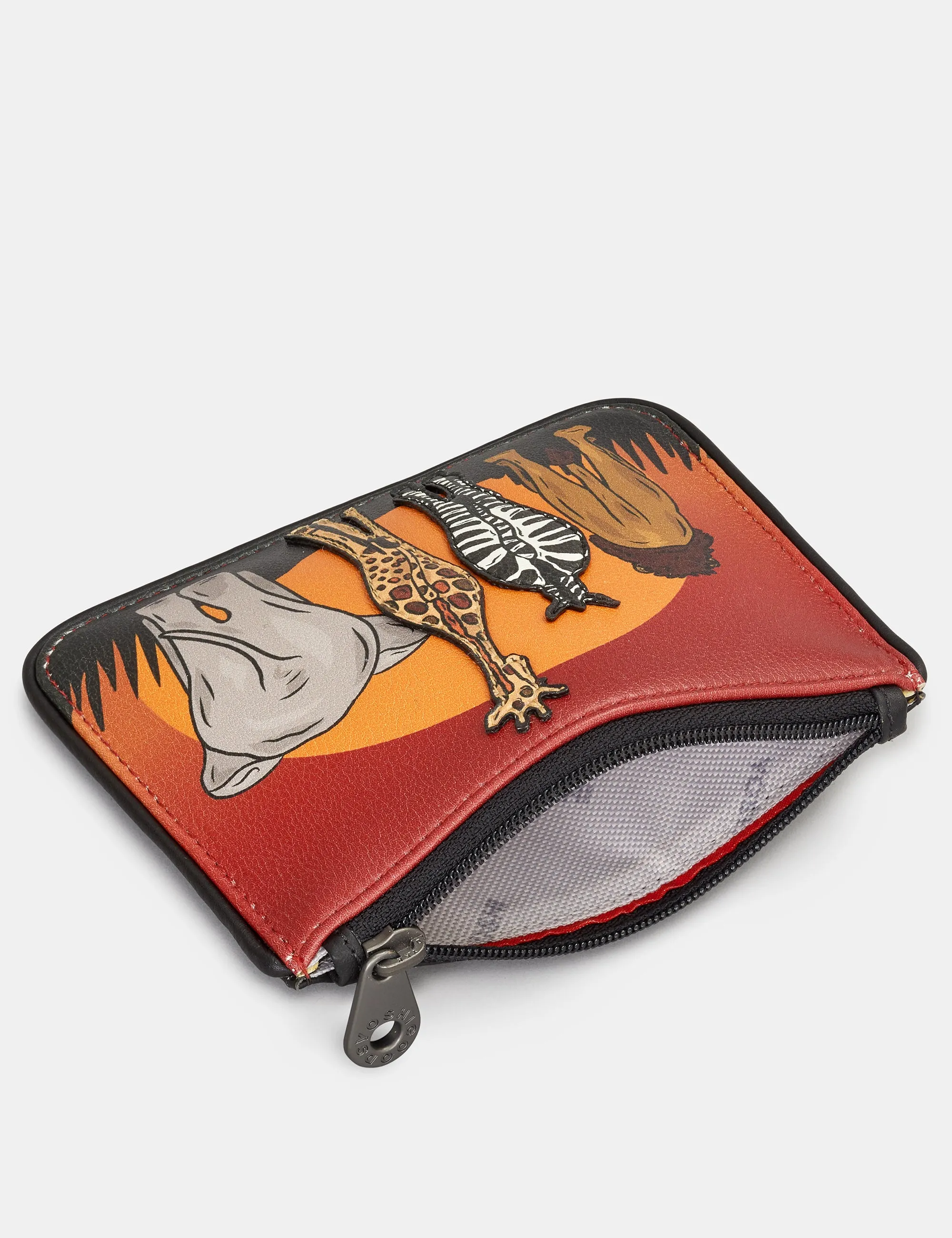 On Safari Zip Top Leather Purse