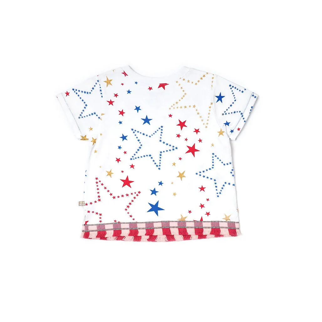 Starry Gaze Fringed Tee (Red)