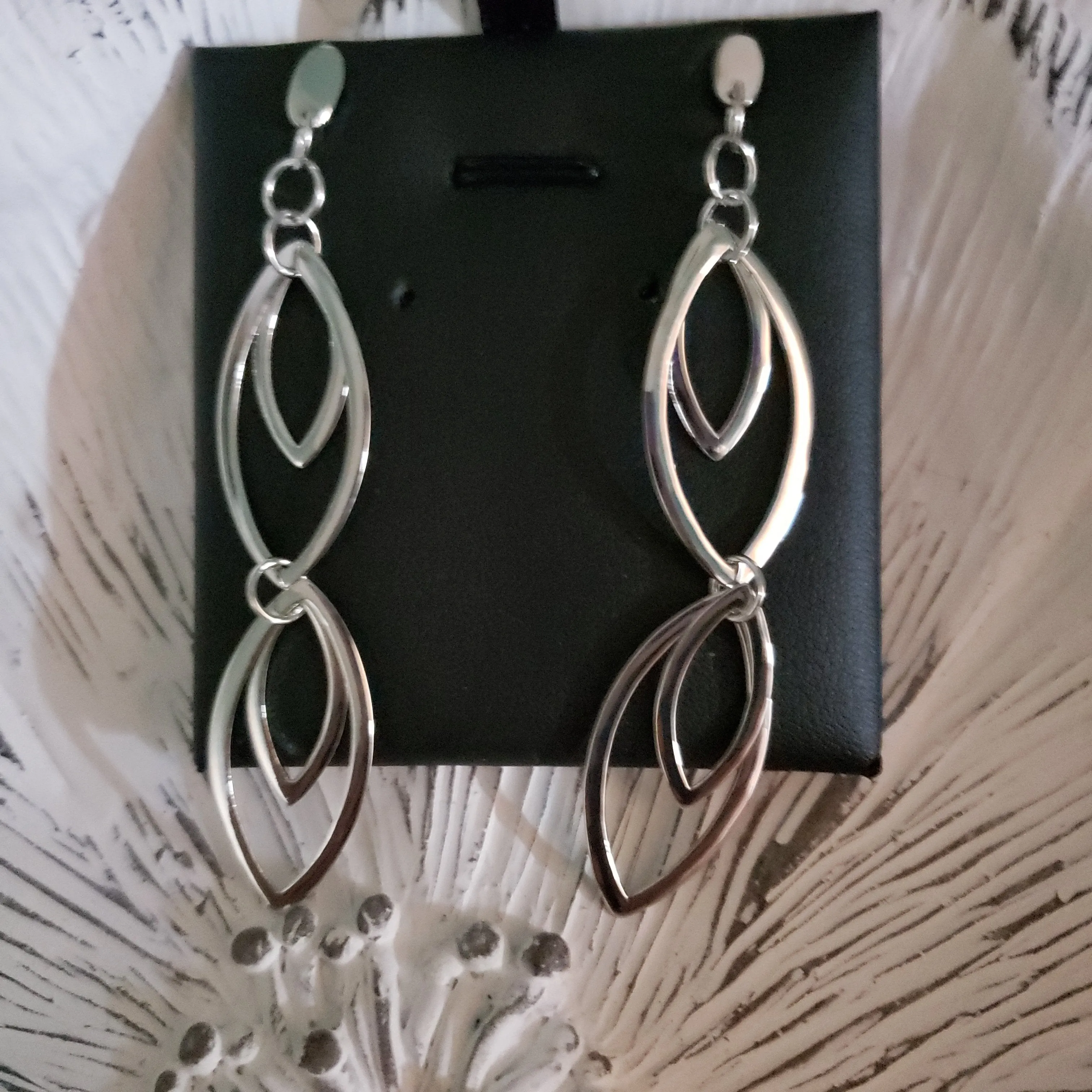 Sterling Silver Long Double Loop Earrings