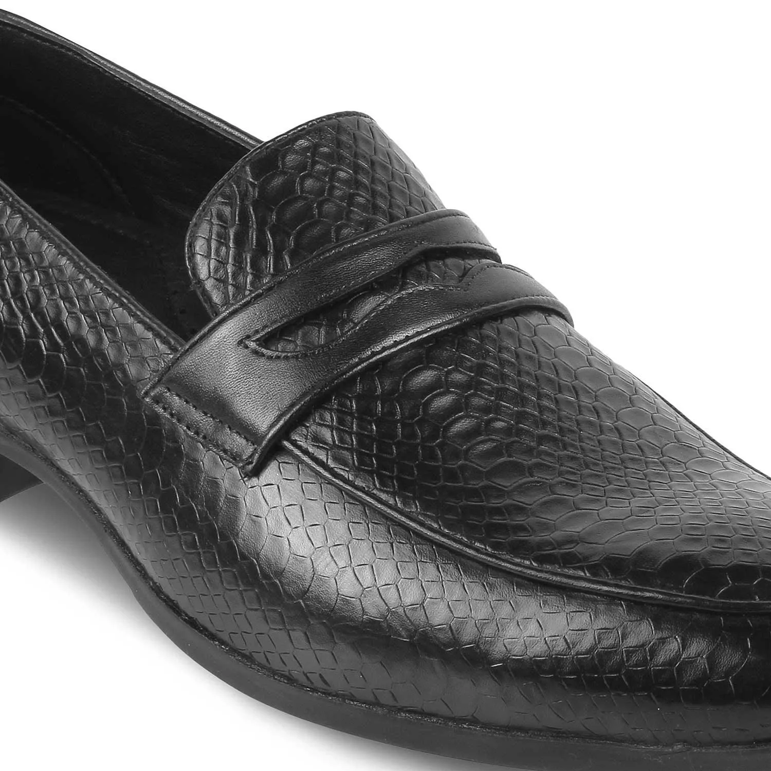 The Rosnake Black Men's Leather Loafers Tresmode